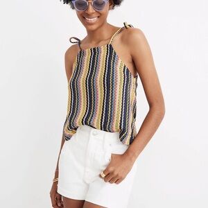 Madewell Texture and Thread Tie Shoulder Rainbow Crochet Tank Top Size S